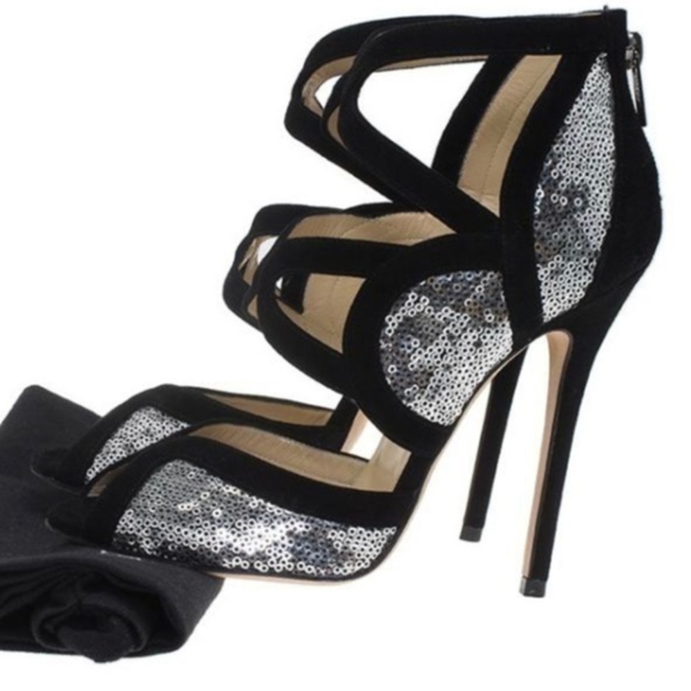 Jimmy Choo classic edition shoes Sequins/Silver black limited edition elegant